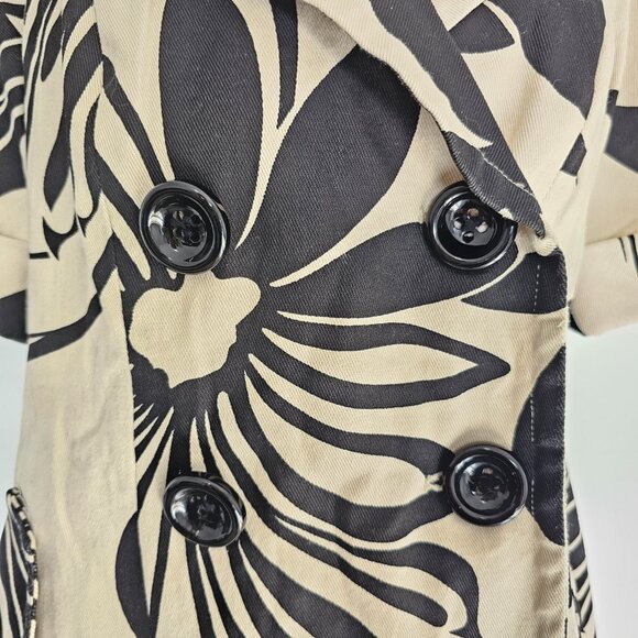 INC International Concepts Floral Print Trench Coat Black Beige Size S - Picture 6 of 16